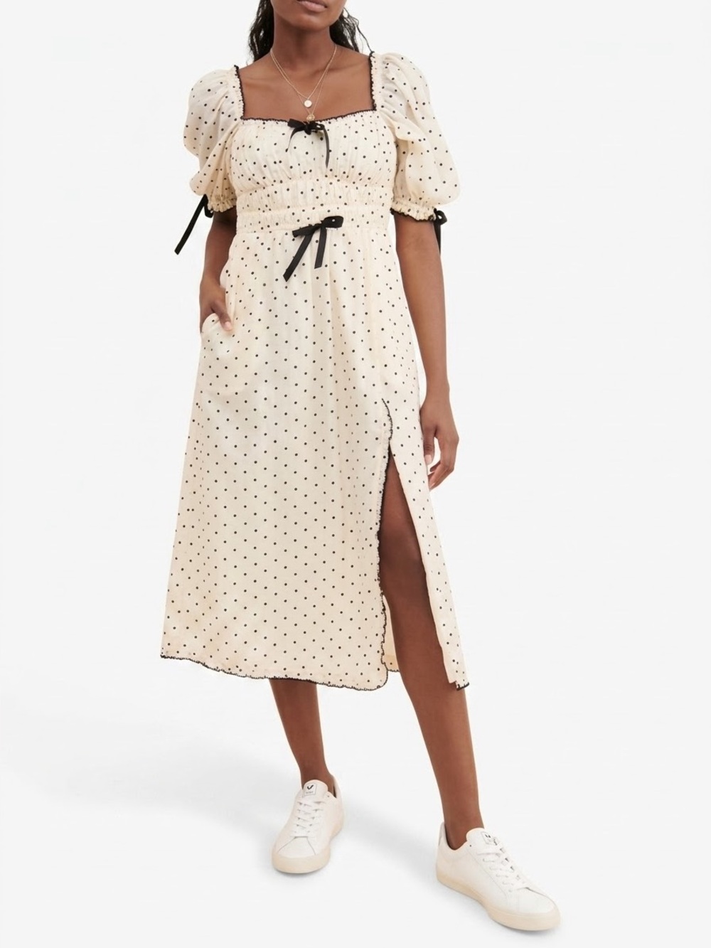 For Love & Lemons Eden Heart Print Midi Dress size S